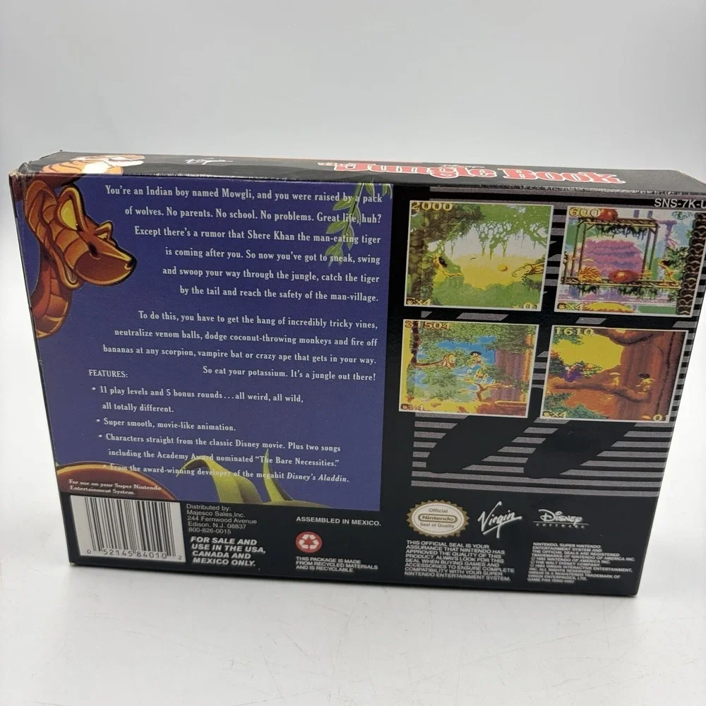 Disney's The Jungle Book SNES 1994 Box Only And Inserts & Poster Super Nintendo